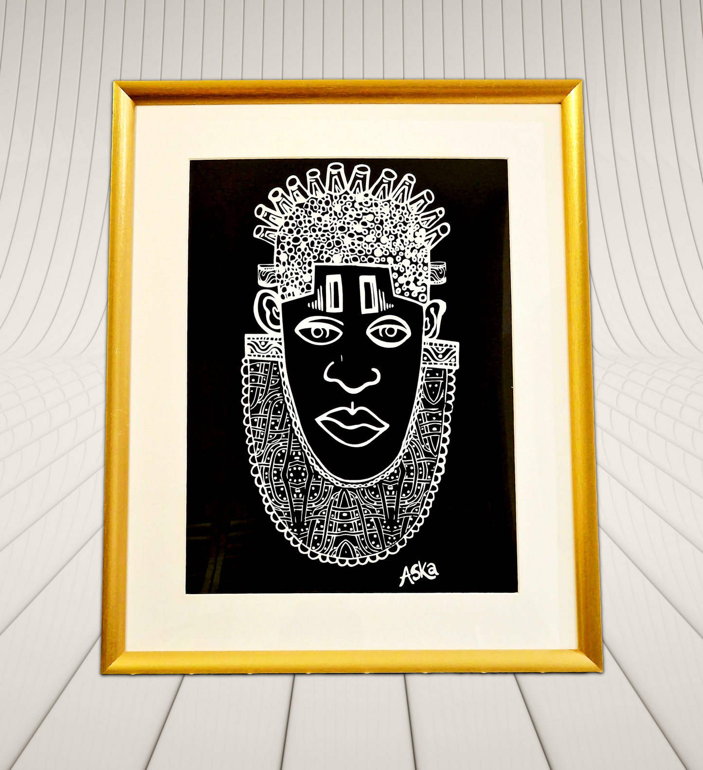 IDIA Ancient African Inspired A3 Giclée Art Print in Black/Gold Frame