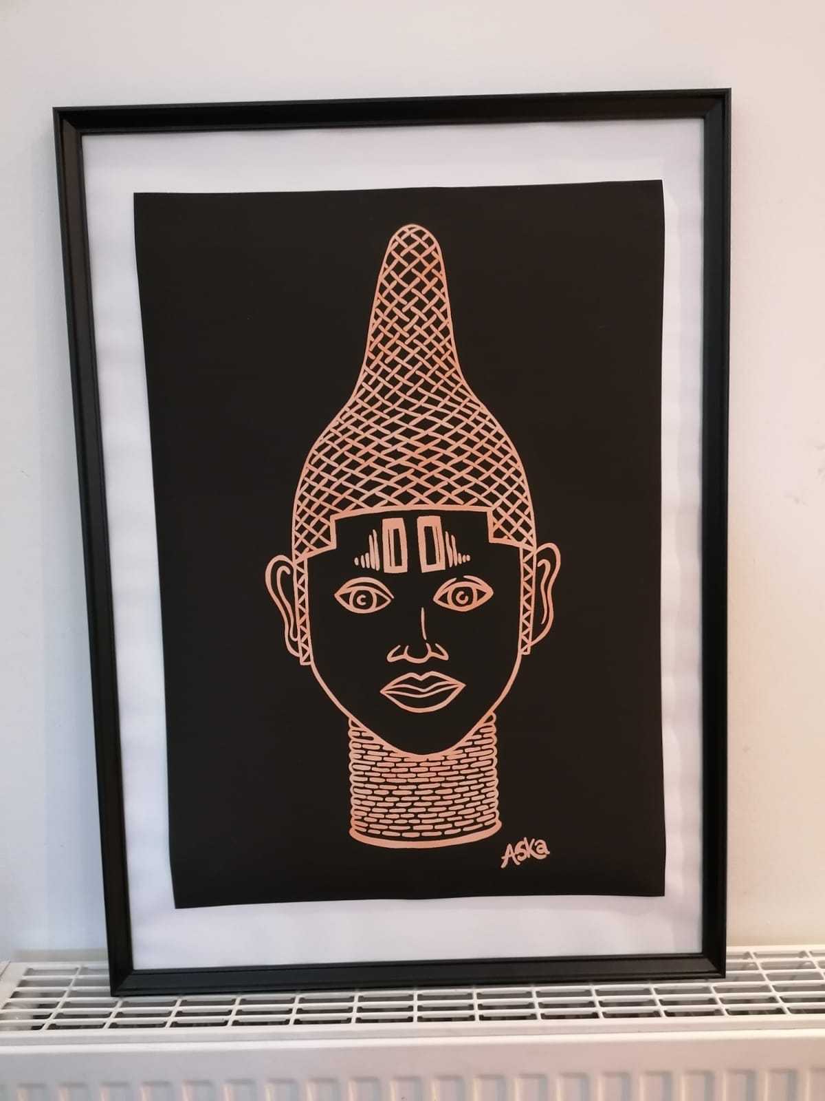 IYOBA Ancient African Inspired A2 Giclée Art Print in Rose gold