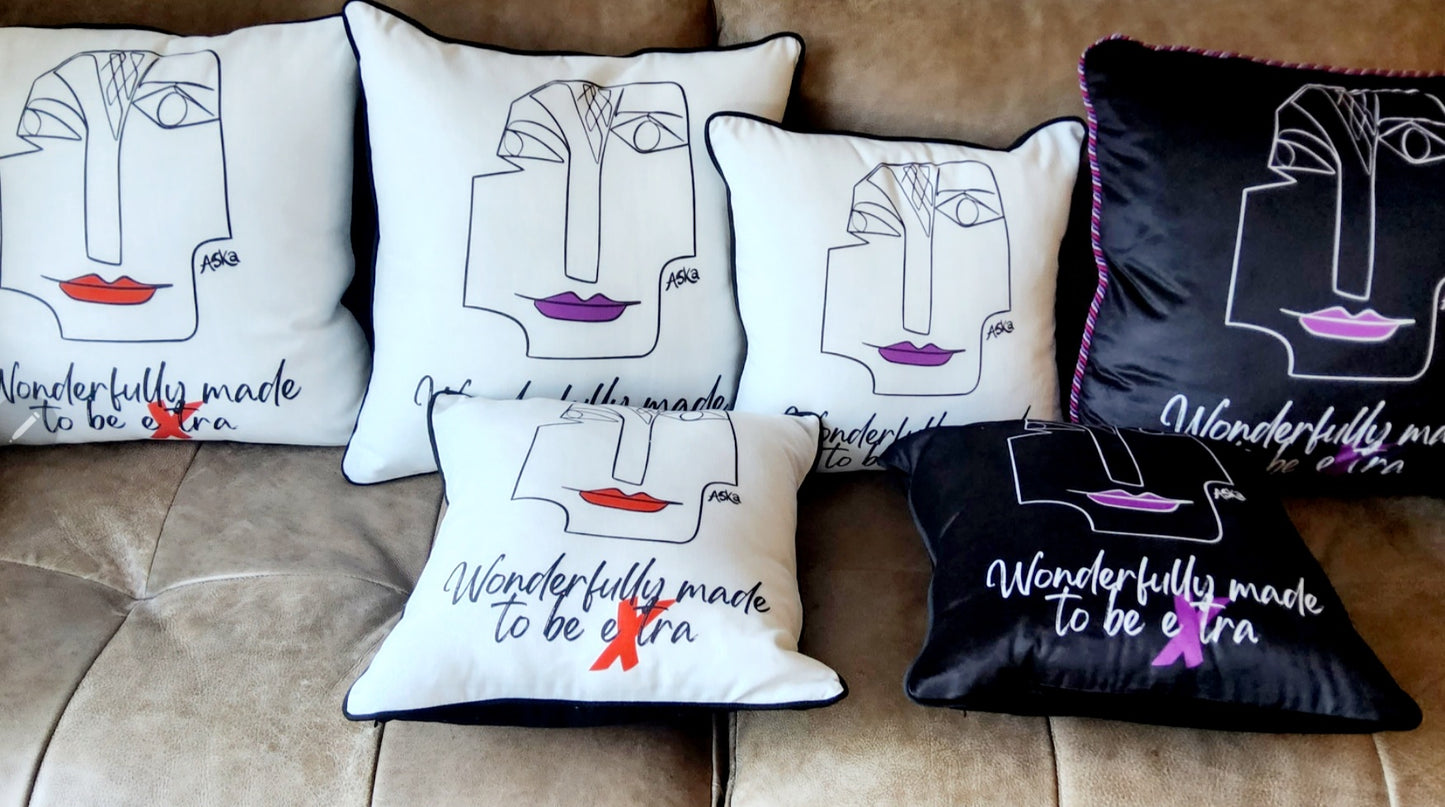 WONDERFULLY MADE TO BE EXTRA REDLIP AFROFUSION CUSHIONS