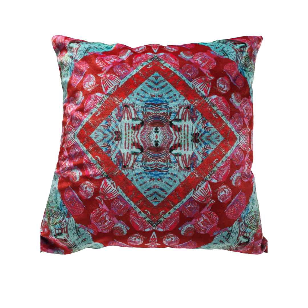 AFRO FUSION DESIGN CUSHIONS - 4 LUSH CUSHIONS+FREE LAMPSHADE SET