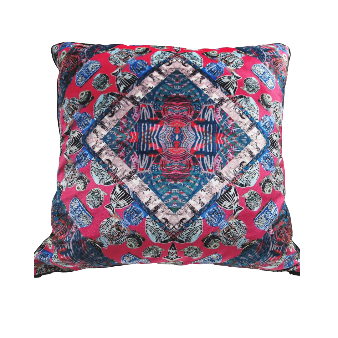 AFRO FUSION DESIGN CUSHIONS - 4 LUSH CUSHIONS+FREE LAMPSHADE SET