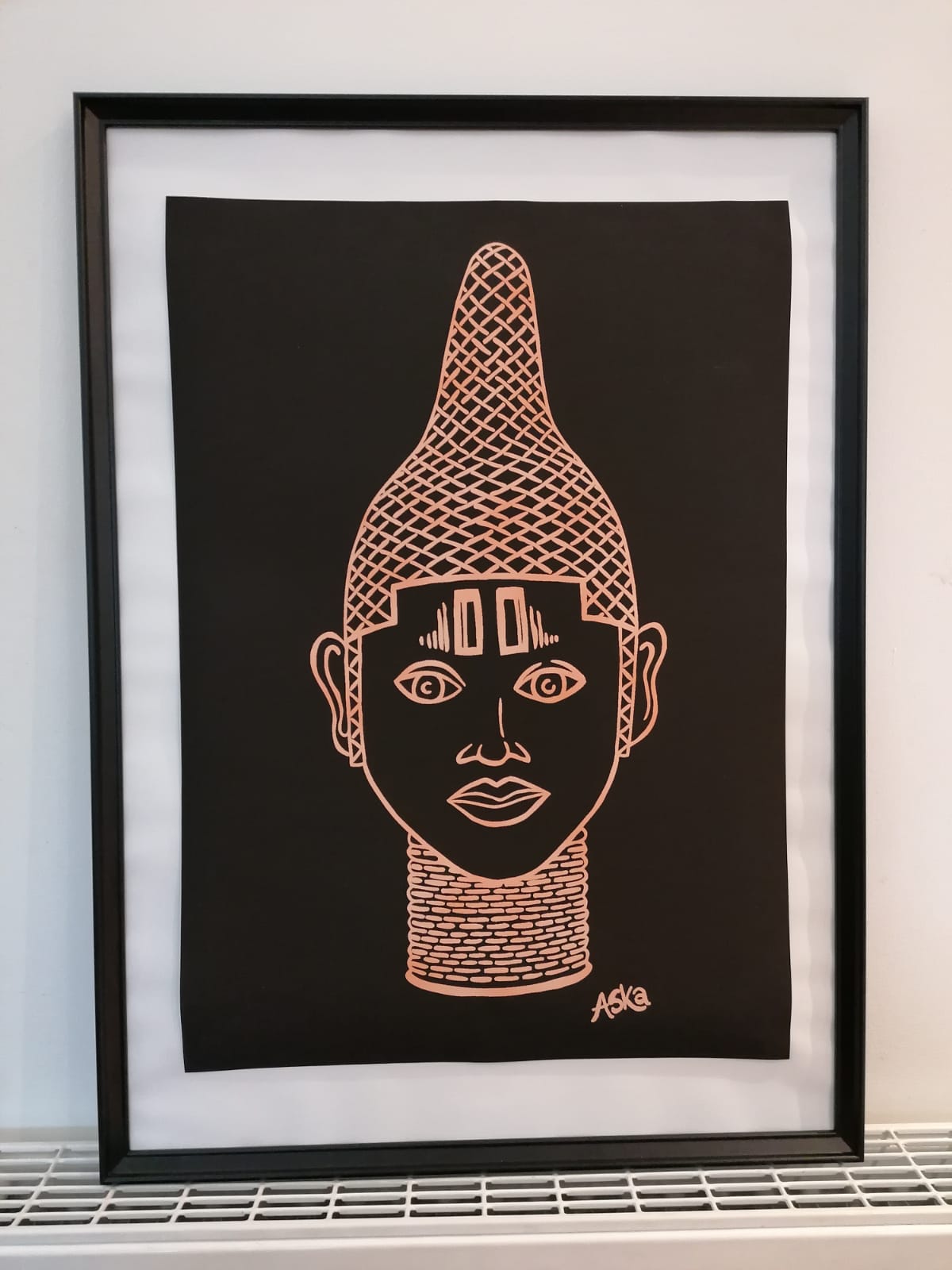 IYOBA Ancient African Inspired A2 Giclée Art Print in Rose gold