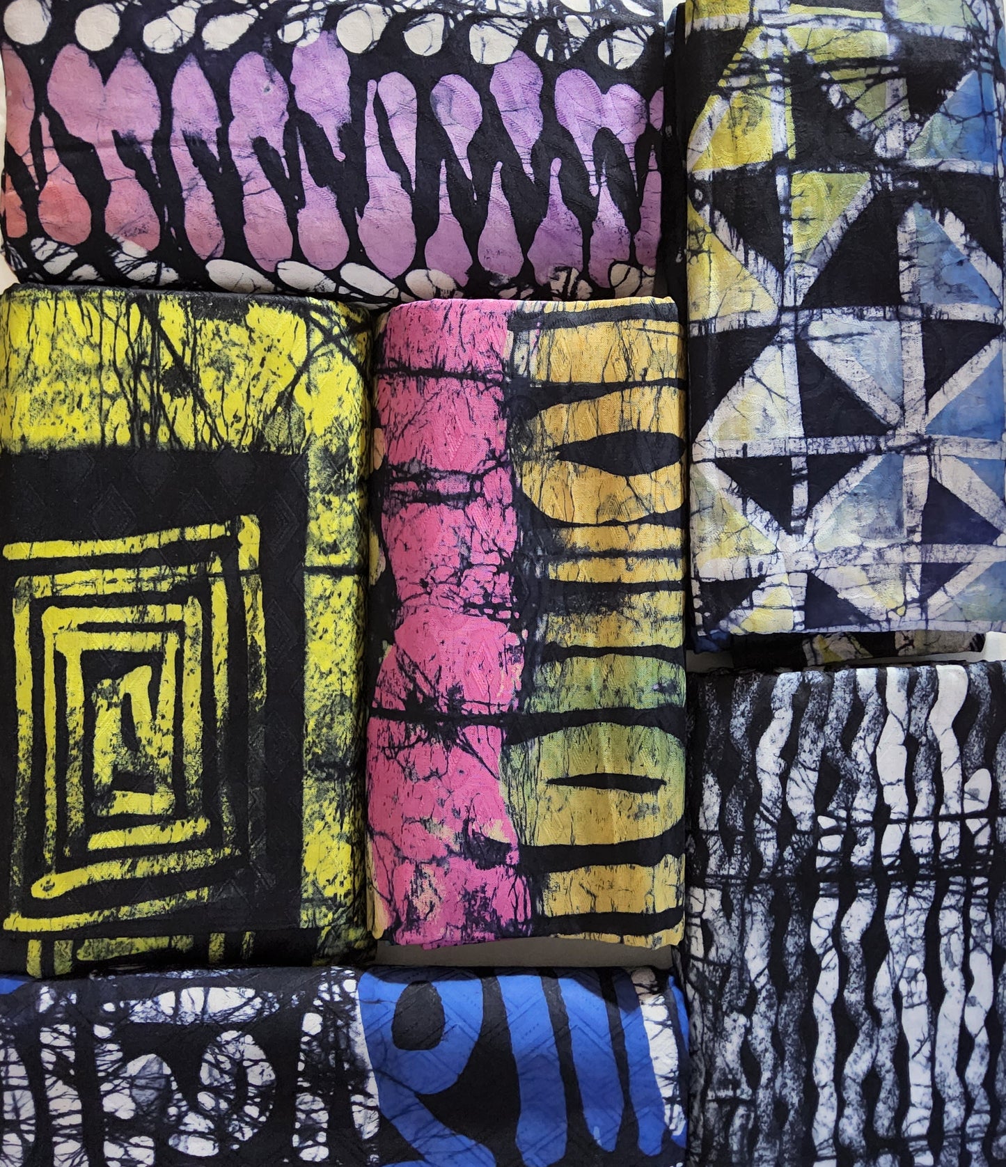 ADIRE - CLASSIC WEST AFRICAN PATTERN HAND PRINT FABRIC 100% COTTON BROCADE- 4 METERS WHOLESALE BUNDLES