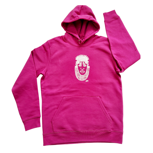 IDIA AFRICAN INSPIRED HOODIE-WHITE ART ON HOT PINK SWEATSHIRT