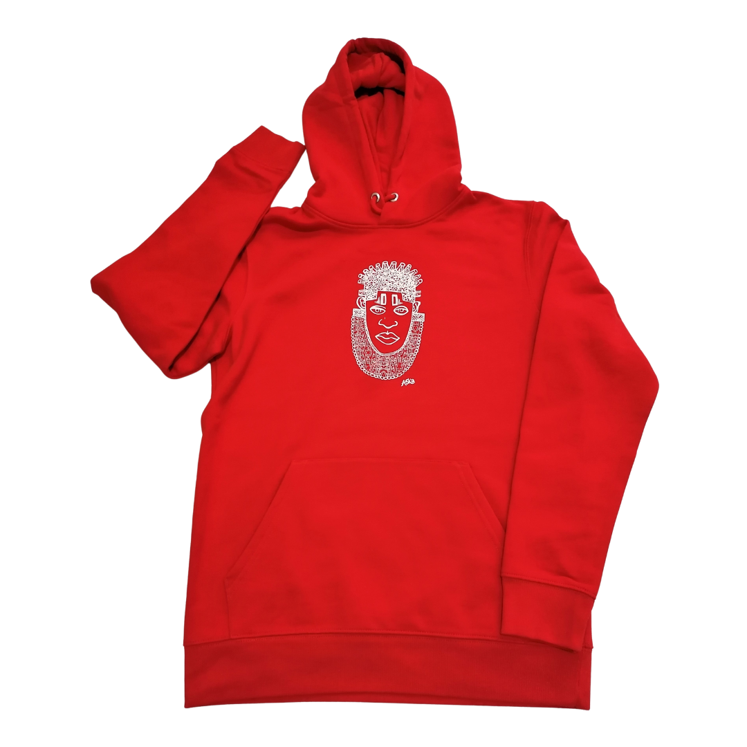 IDIA AFRICAN INSPIRED HOODIE-WHITE ART ON RED SWEATSHIRT