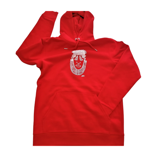 IDIA AFRICAN INSPIRED HOODIE-WHITE ART ON RED SWEATSHIRT