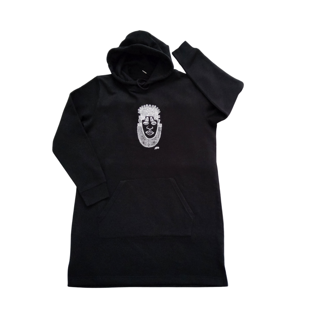 IDIA AFRICAN INSPIRED HOODIE-WHITE ART ON BLACK SWEATSHIRT