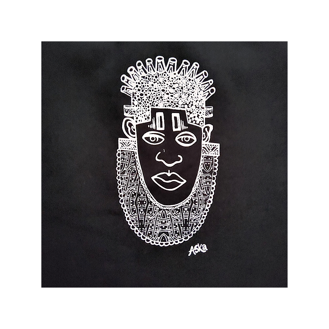 IDIA AFRICAN INSPIRED DRESS HOODIE-WHITE ART ON BLACK SWEAT DRESS