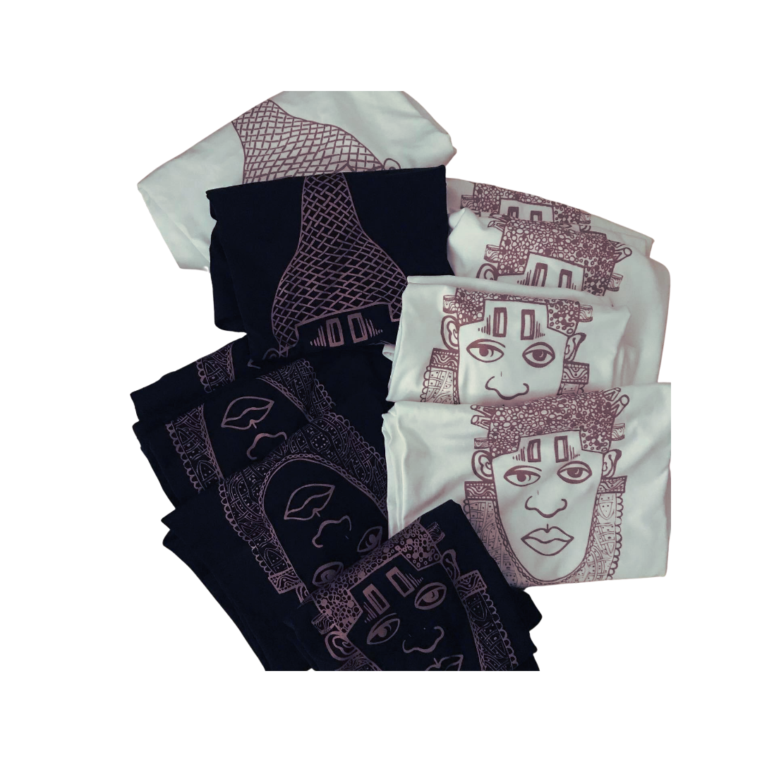 IYOBA ART EARTH POSITIVE-ROSEGOLD ON WHITE TEE