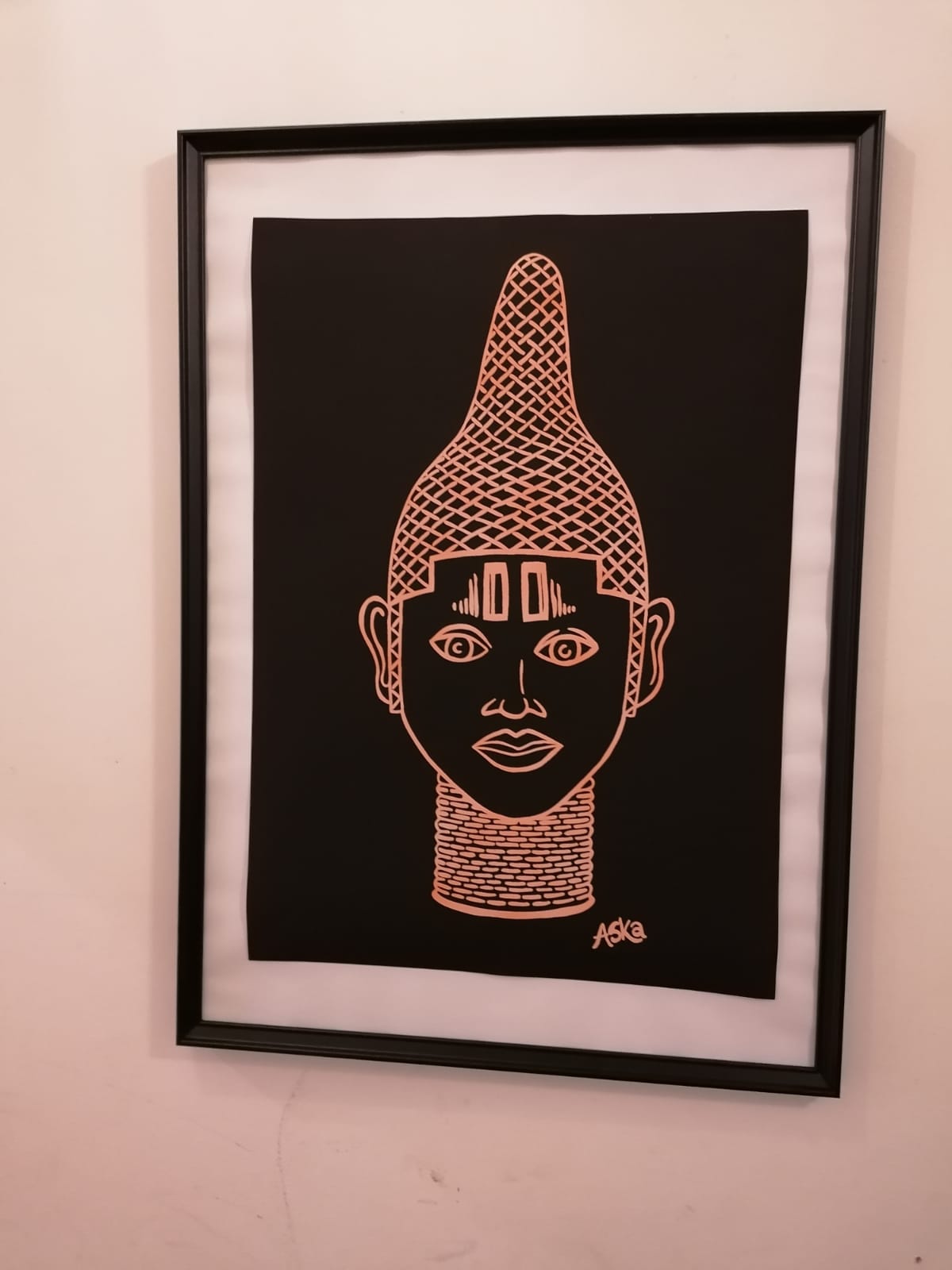 IYOBA Ancient African Inspired A2 Giclée Art Print in Rose gold