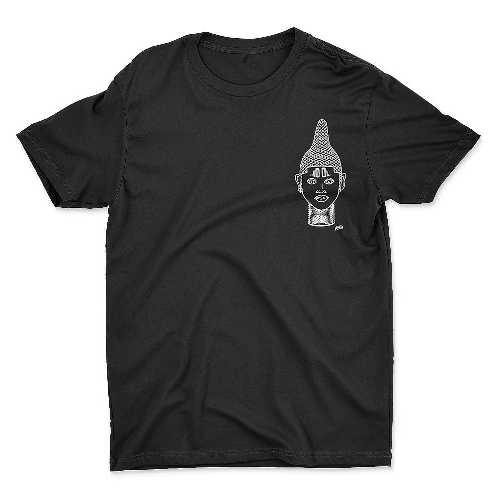 IYOBA ART EARTH POSITIVE- WHITE BREST CREST ON BLACK TEE