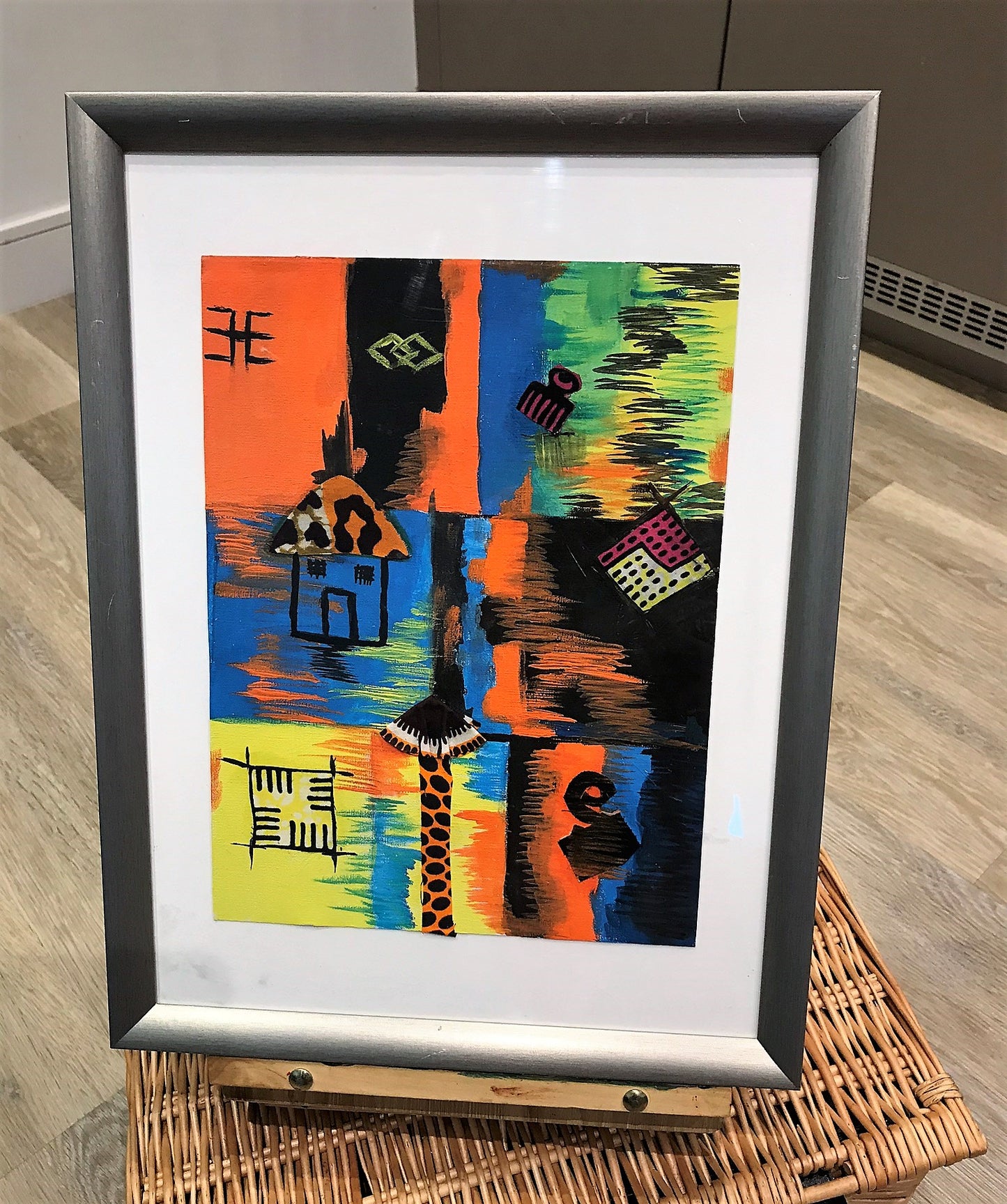HAPPY VIBES Recycled Ankara Fabric Art