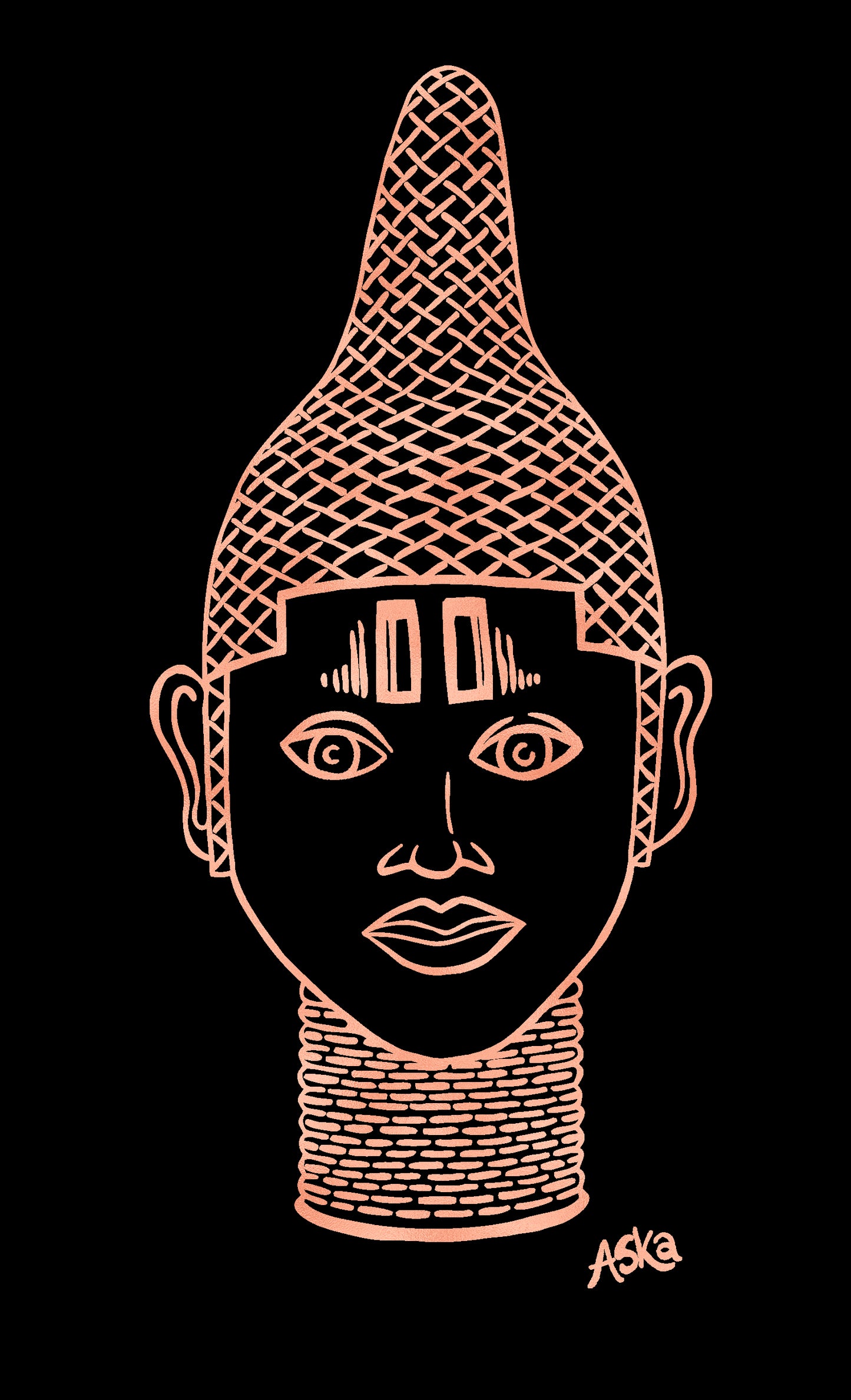 IYOBA ART EARTH POSITIVE-ROSEGOLD ON BLACK