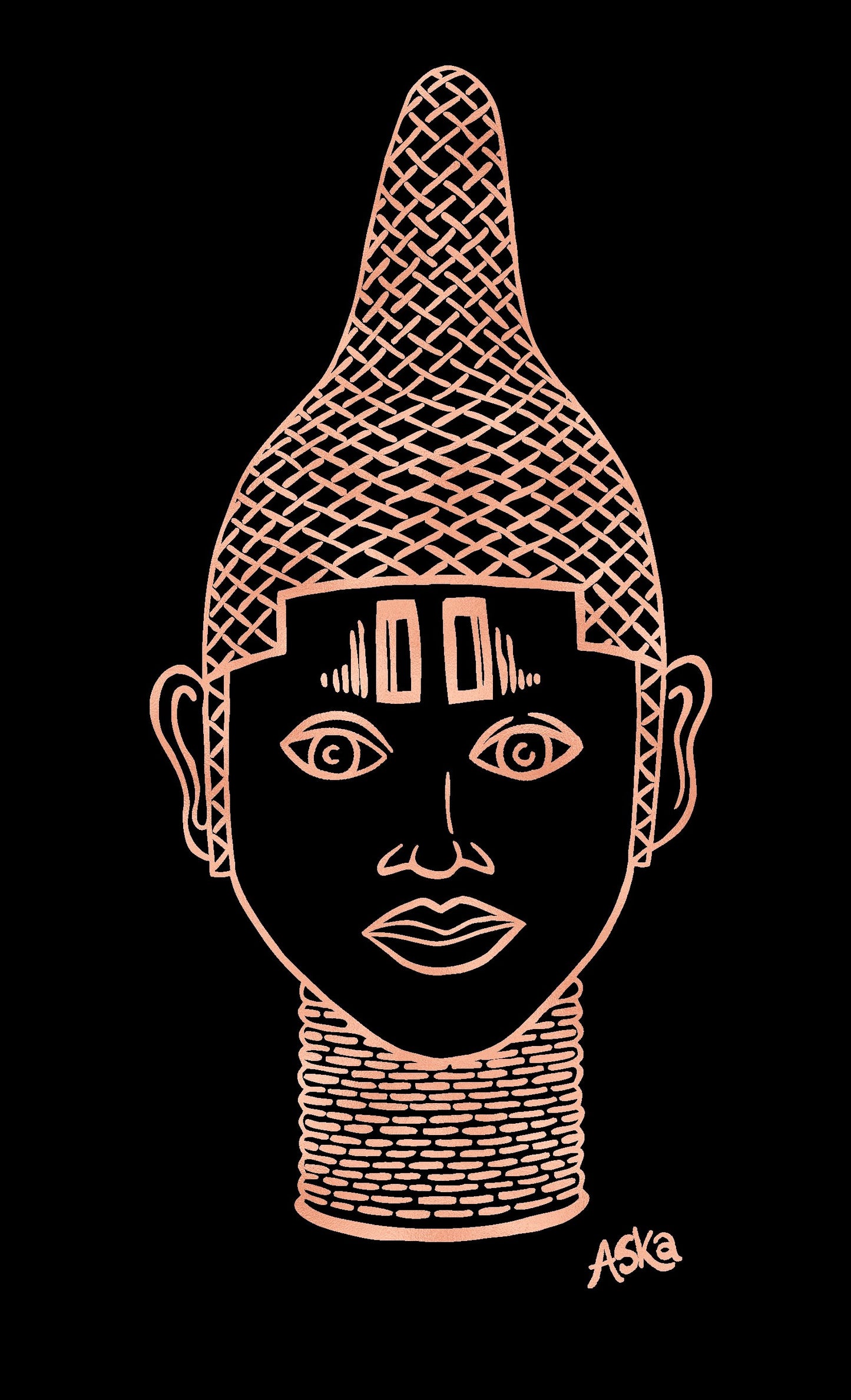 IYOBA Ancient African Inspired A2 Giclée Art Print in Rose gold