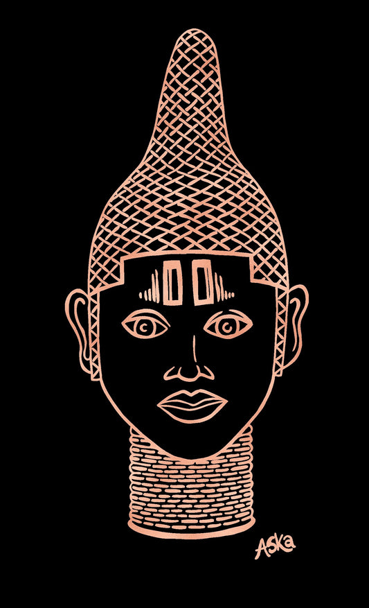 IYOBA Ancient African Inspired A2 Giclée Art Print in Rose gold