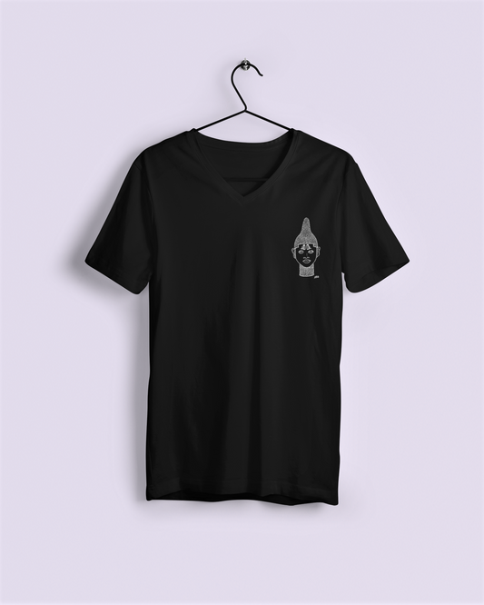 IYOBA ART EARTH POSITIVE- WHITE BREST CREST ON BLACK TEE