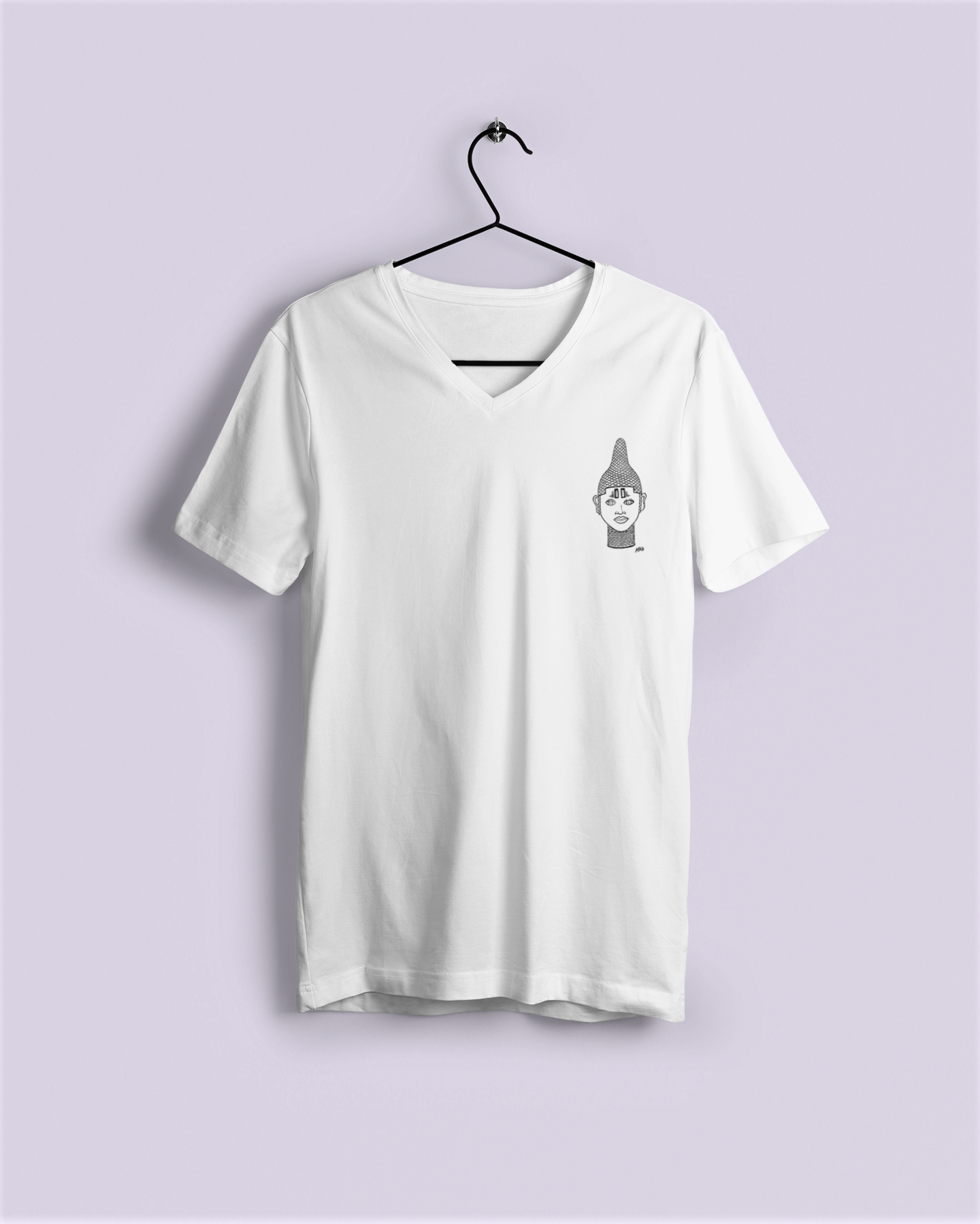 IYOBA ART EARTH POSITIVE- WHITE V-NECK TEE