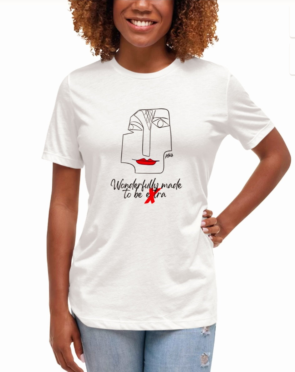WONDERFULLY MADE TO BE EXTRA- REDLIPS ON WHITE ECO TEE-SHIRT