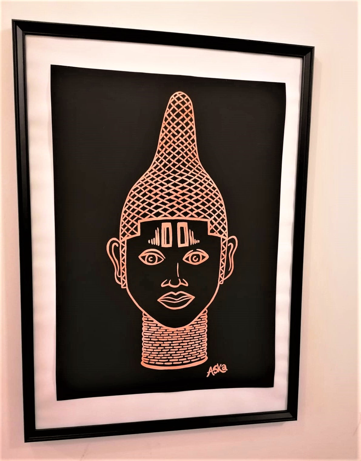 IYOBA Ancient African Inspired A2 Giclée Art Print in Rose gold