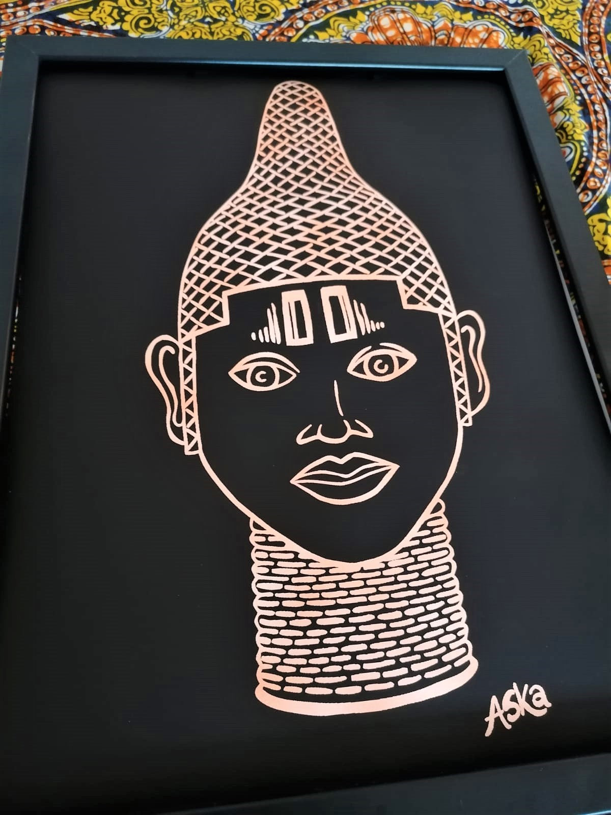 IYOBA Ancient African Inspired A3 Giclée Art Print in Rose gold