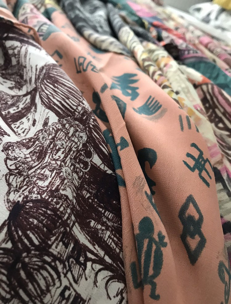 BEAUTIFUL NOSTALGIA CREPE DE CHINE SCARF