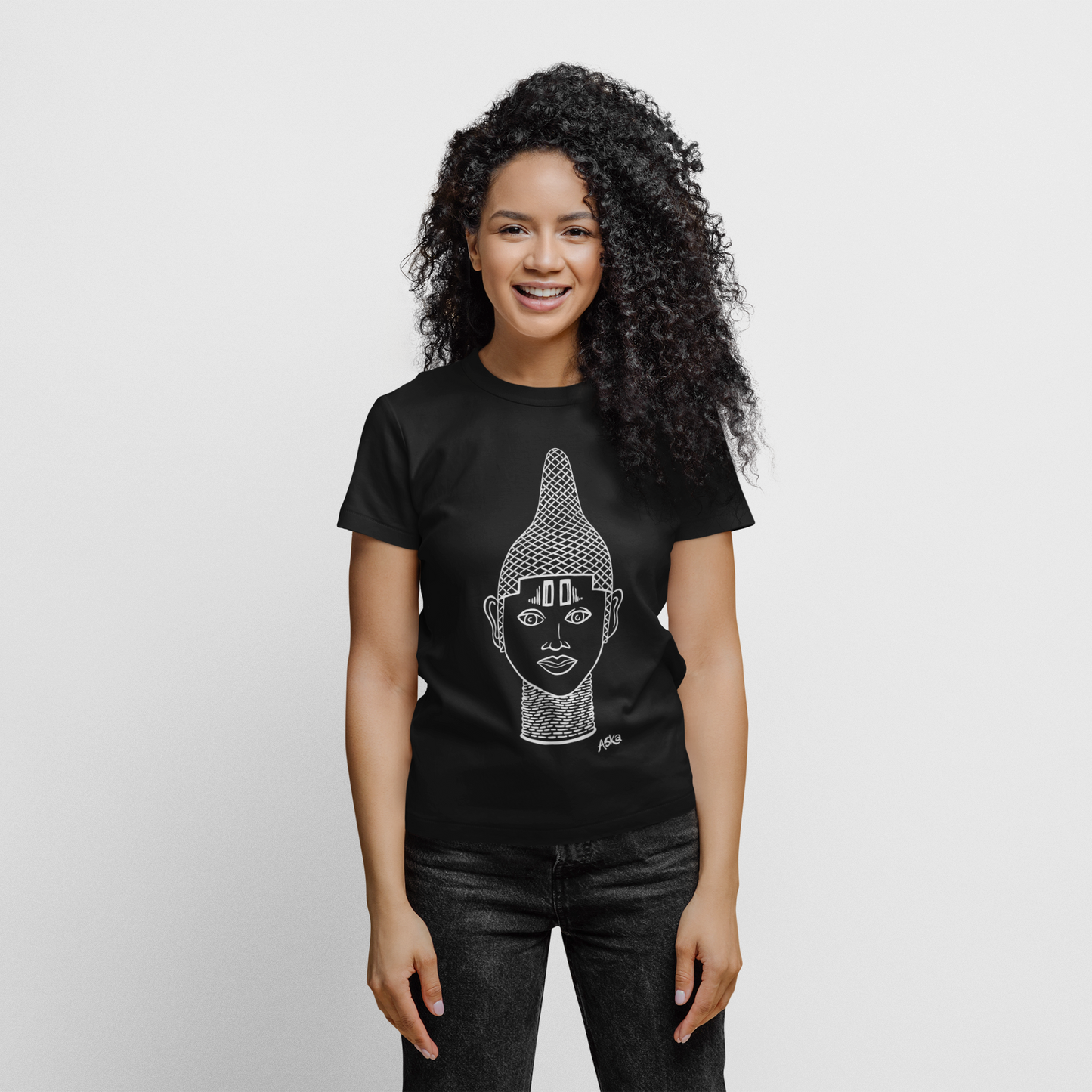 IYOBA ART EARTH POSITIVE TEE- WHITE ON BLACK