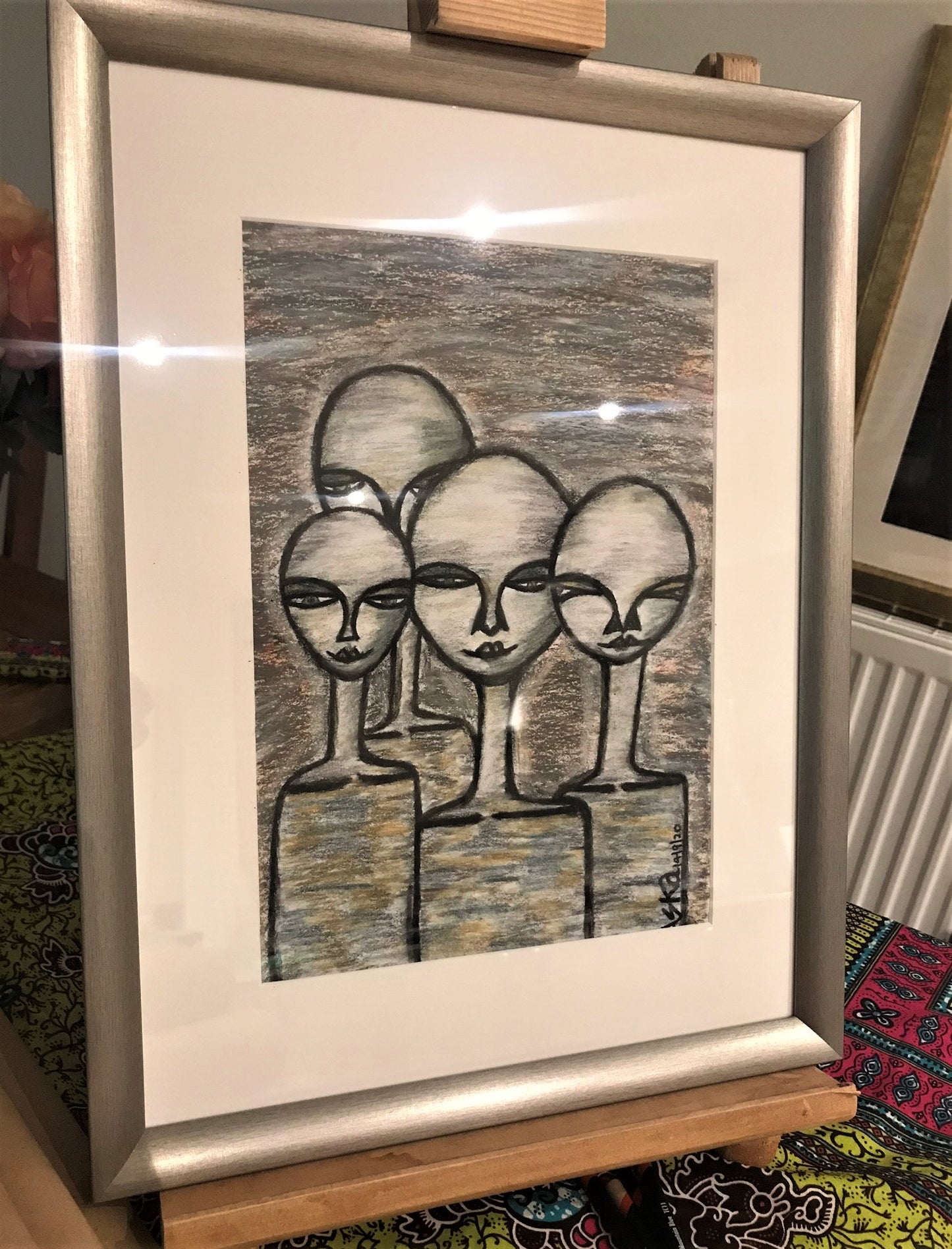 TRIBE: CHARCOAL PENCILS/OIL PASTELS MIXED MEDIA ART