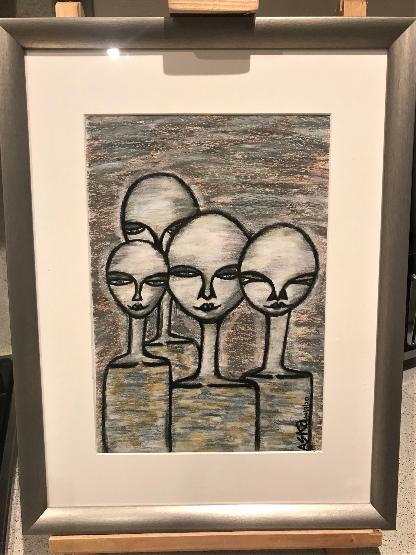 TRIBE: CHARCOAL PENCILS/OIL PASTELS MIXED MEDIA ART