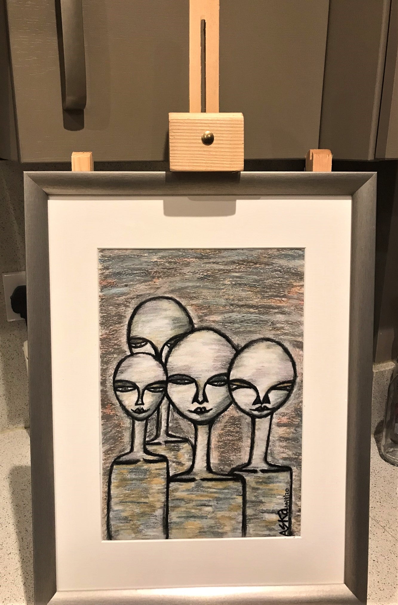 TRIBE: CHARCOAL PENCILS/OIL PASTELS MIXED MEDIA ART